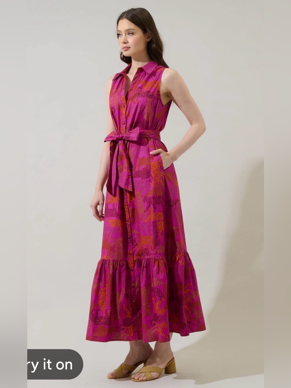 NWT Sugarlips “In the Jungle” Cileah Collared Maxi Dress